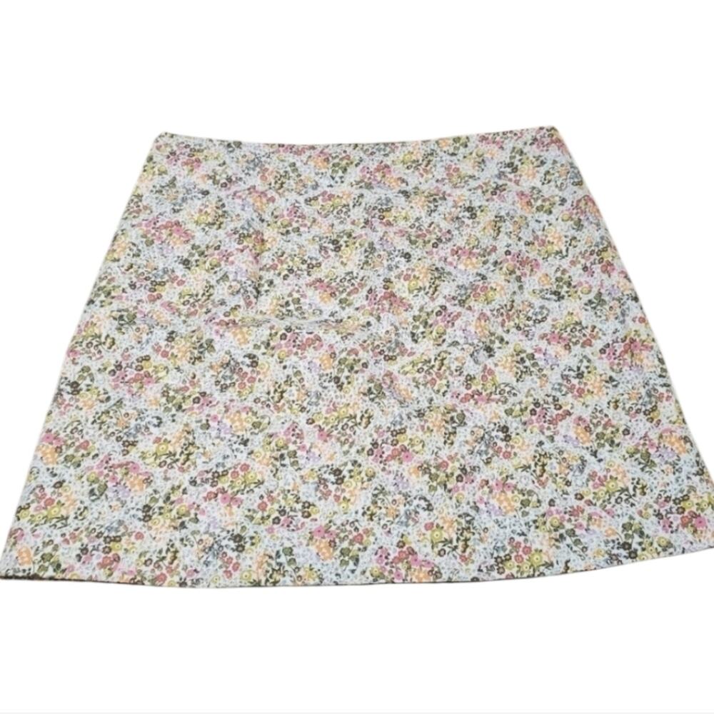 Loft floral Yellow and Pink ditsy embroidered pencil skirt Size 12 14 New